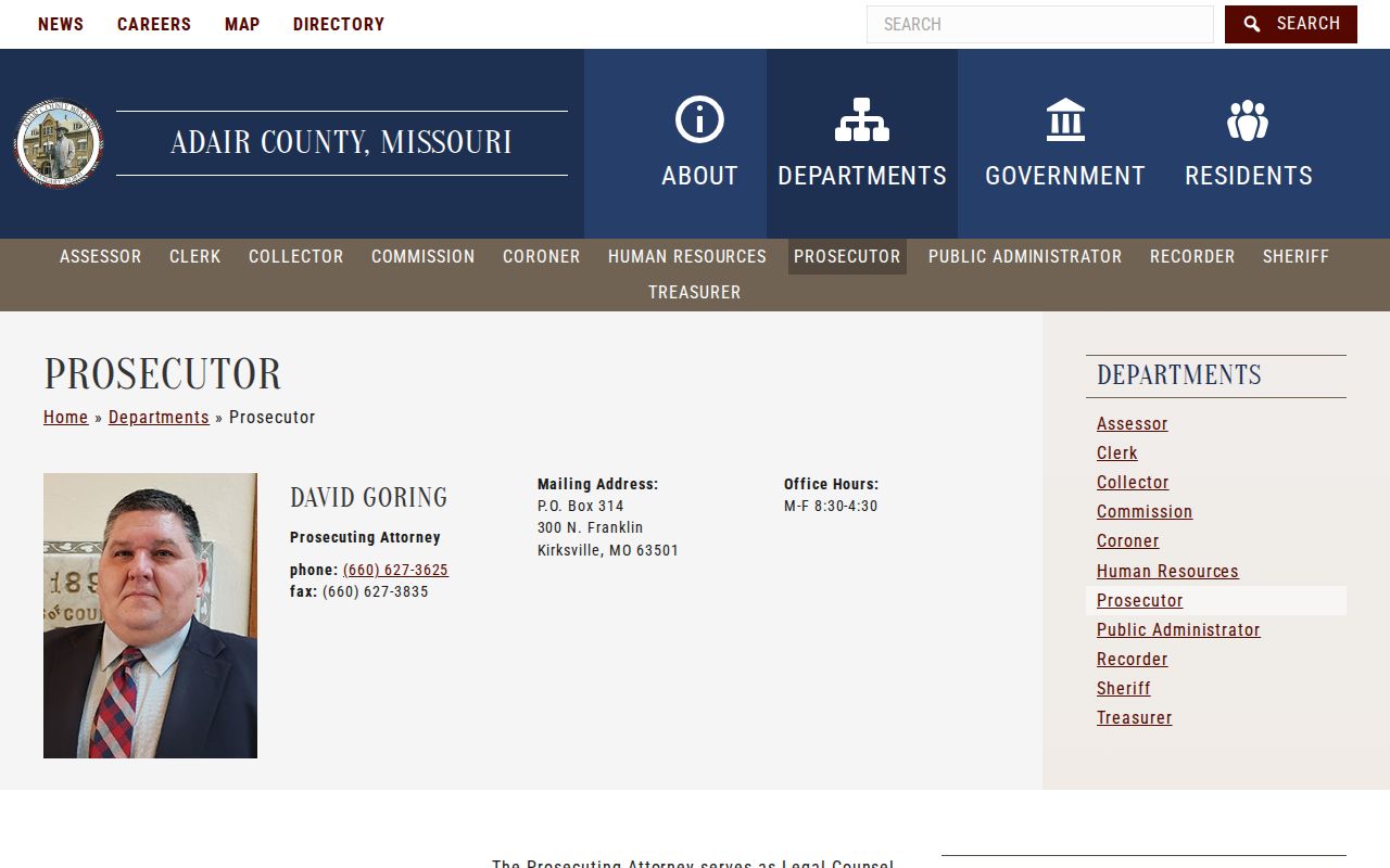 Adair County criminal court case prosecutor office contact page