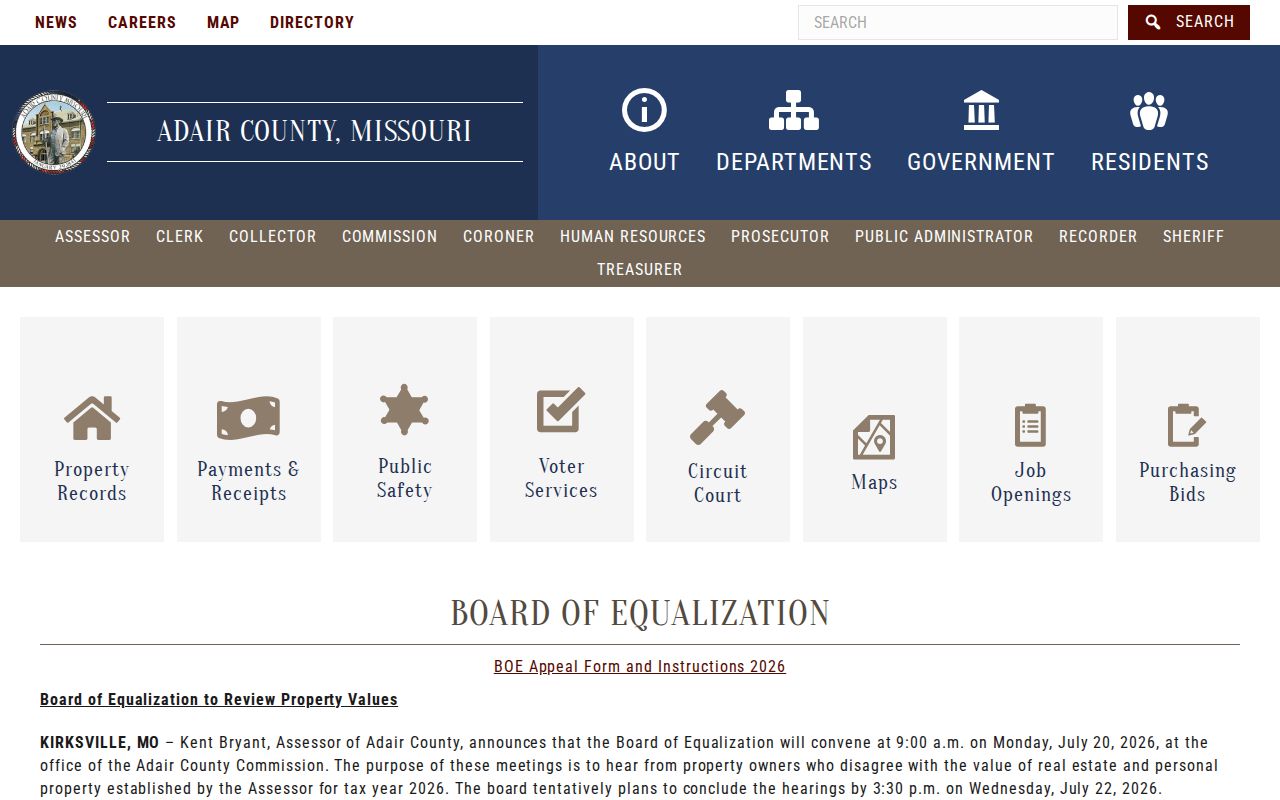 Adair County government gateway for local criminal record offices