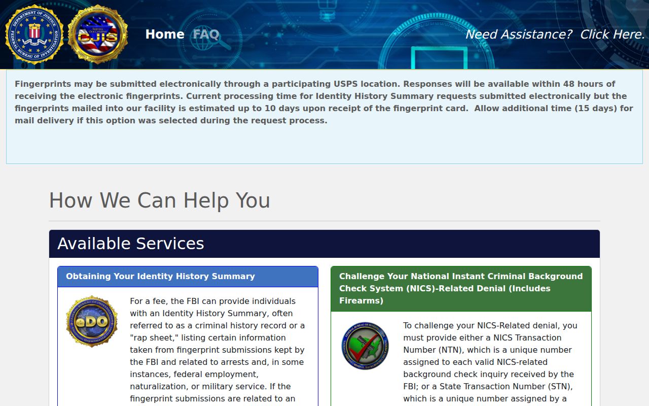FBI personal identity history portal for Adair County record review